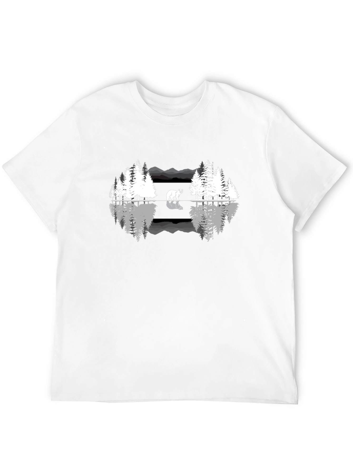 Nature Bear Reflection Graphic Tee - Black