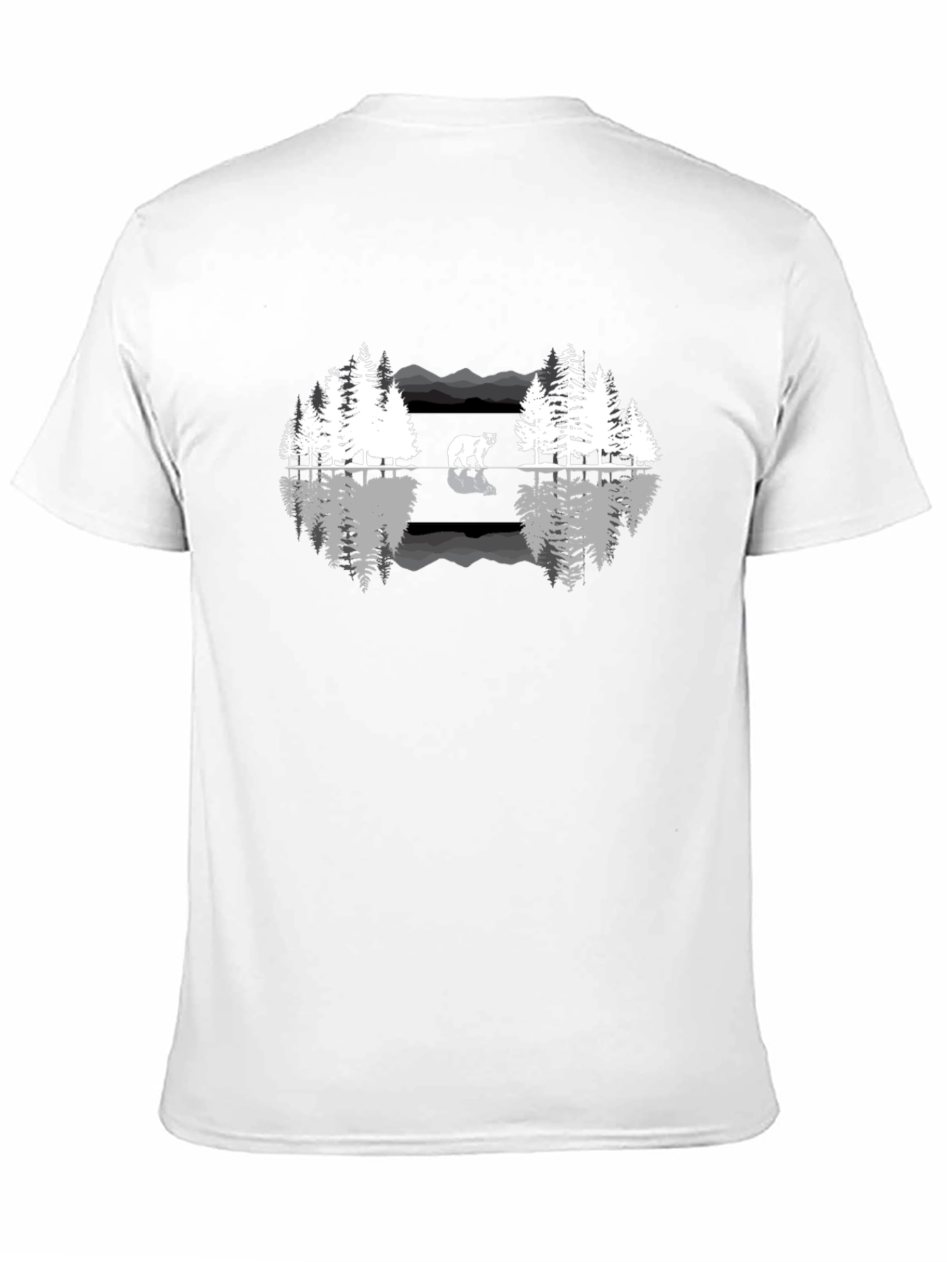 Nature Bear Reflection Graphic Tee - Black