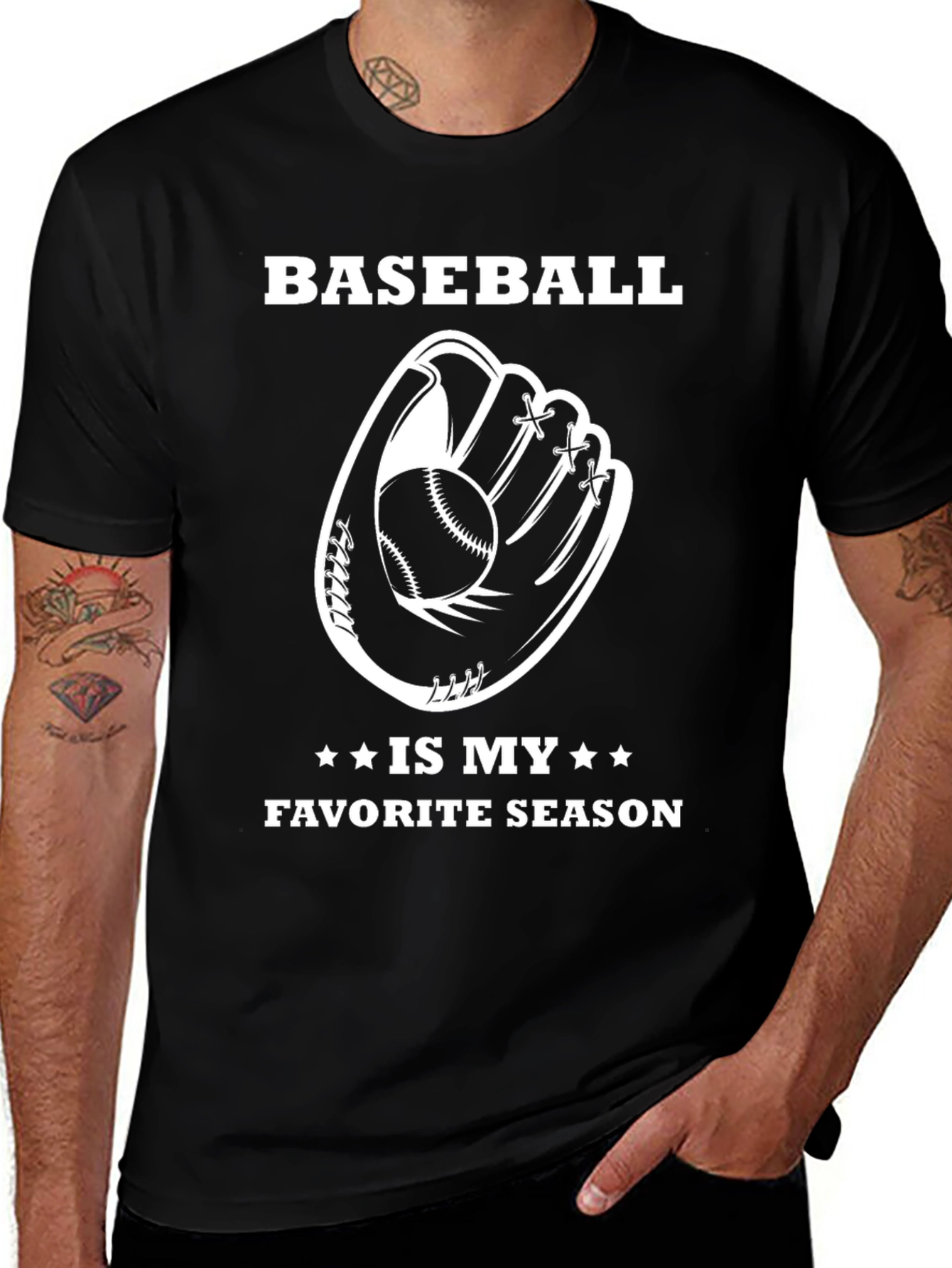Baseball Is My Favorite Season Black T-Shirt