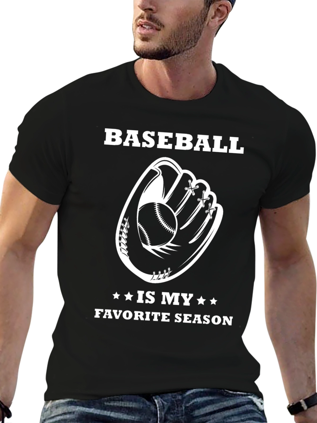 Baseball Is My Favorite Season Black T-Shirt