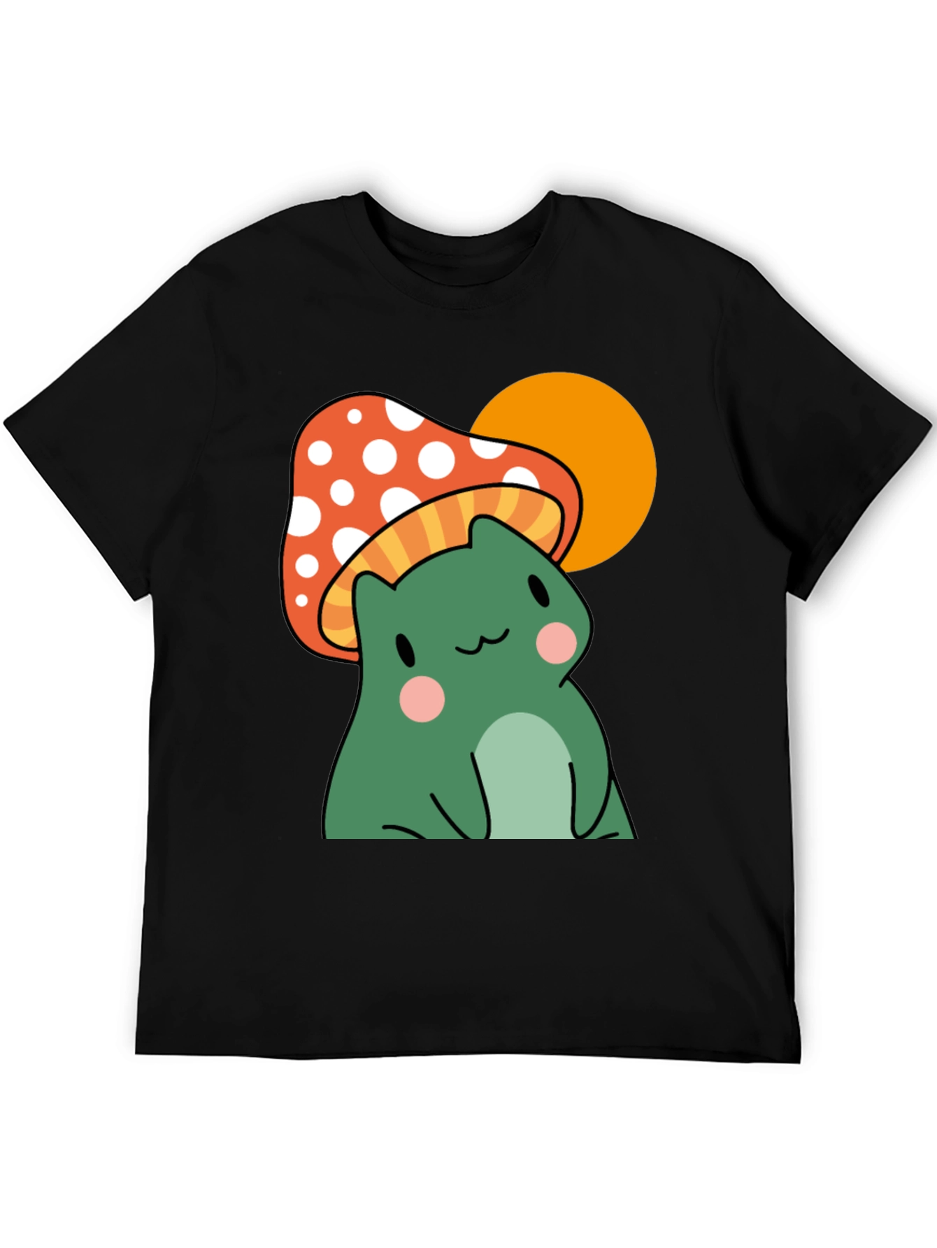 Frog Mushroom Graphic T-Shirt - Black Cotton Tee