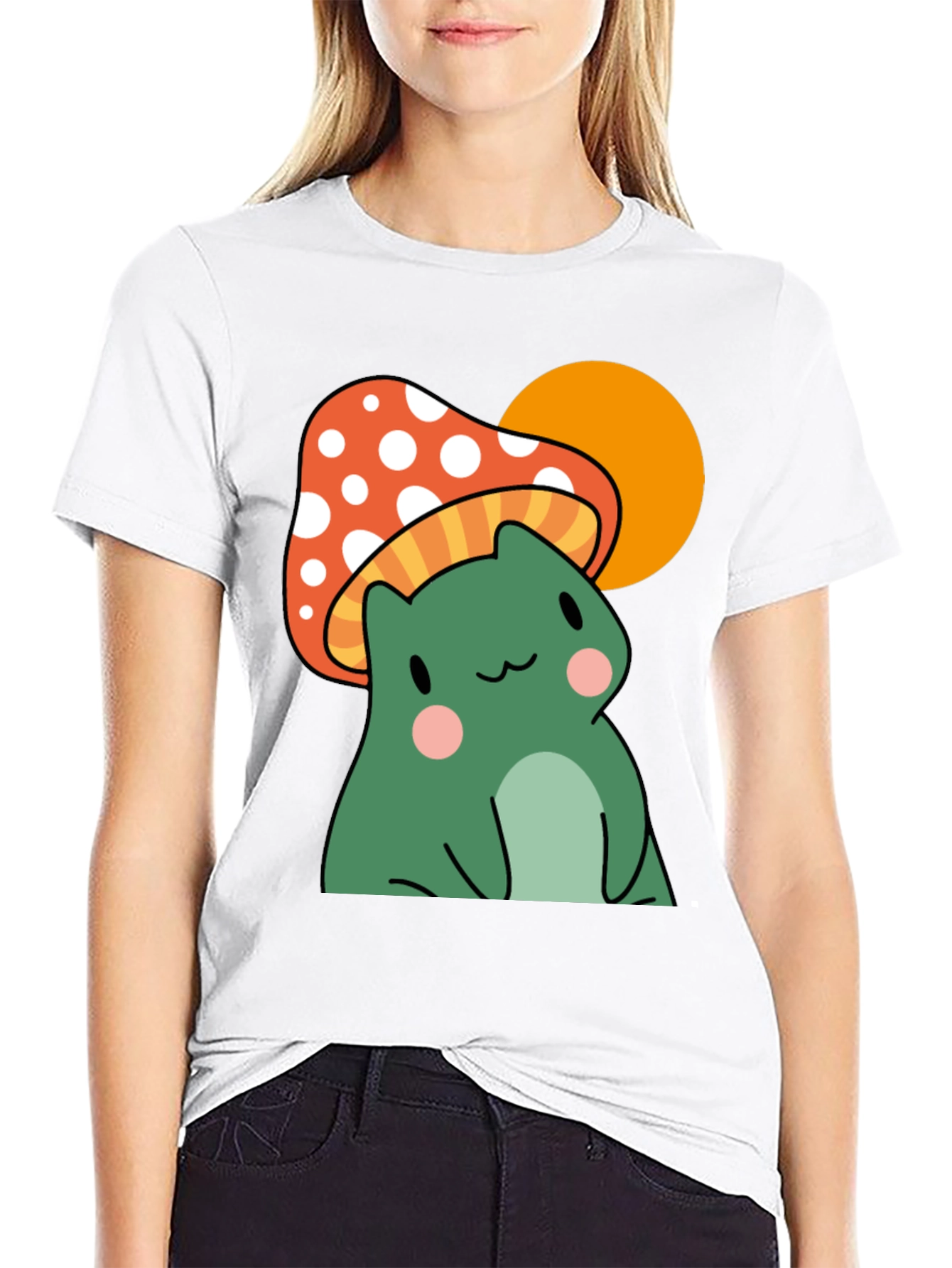 Frog Mushroom Graphic T-Shirt - Black Cotton Tee