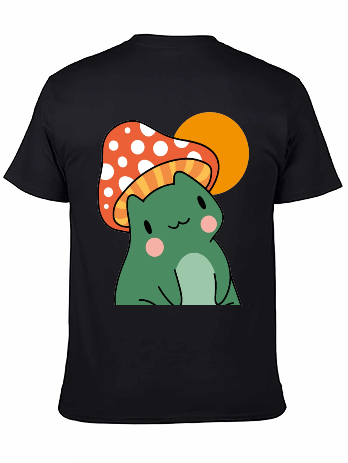 Frog Mushroom Graphic T-Shirt - Black Cotton Tee