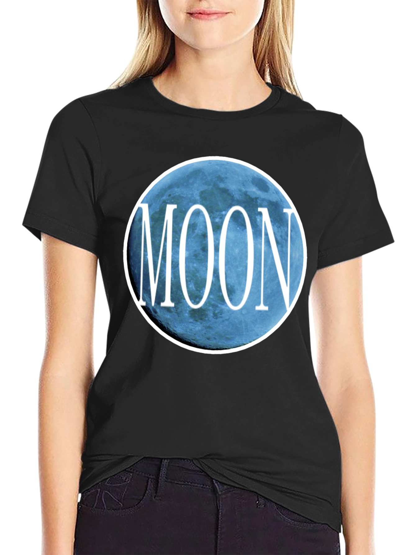 Moon Graphic T-Shirt - Black Cotton Tee