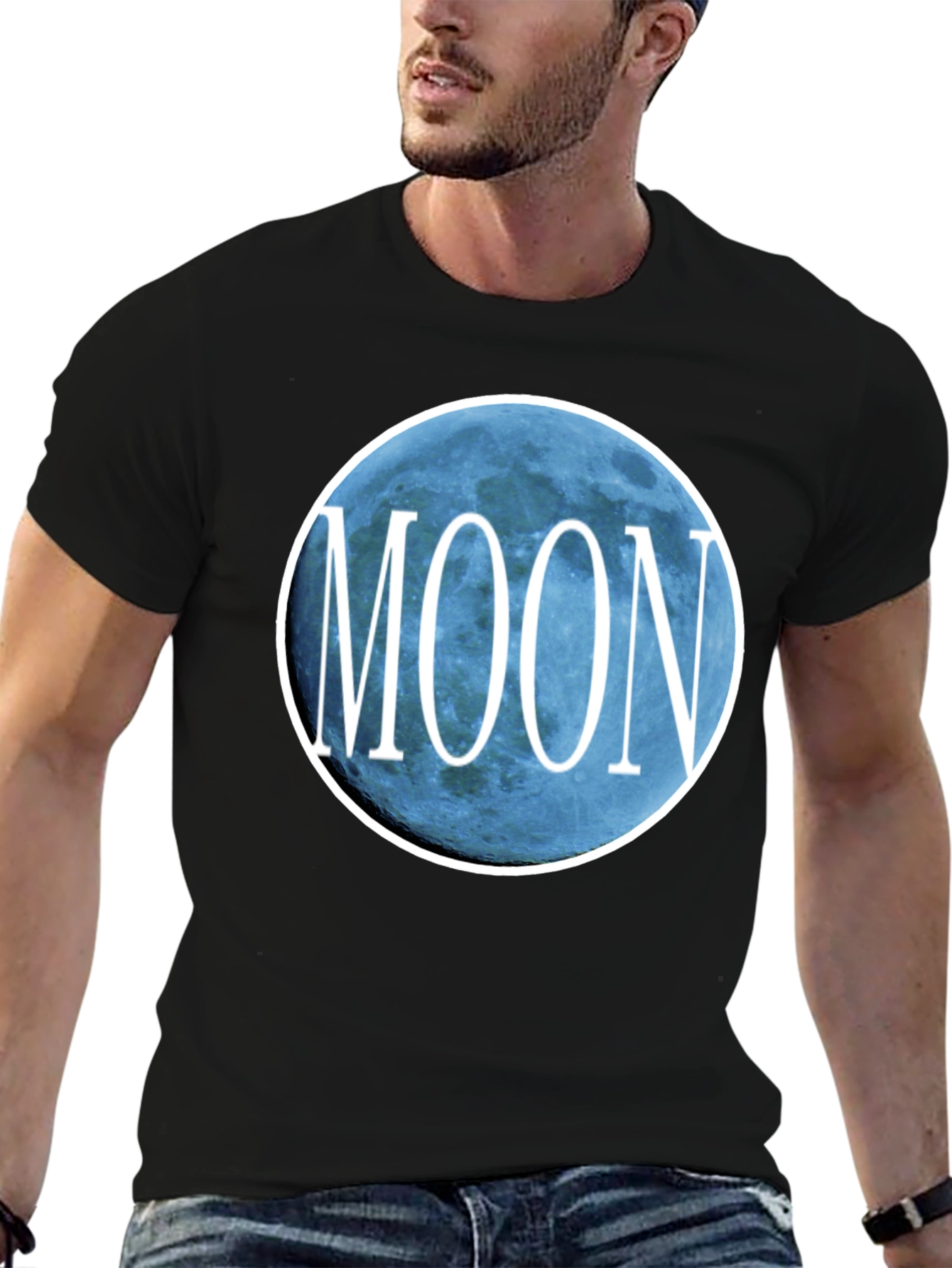 Moon Graphic T-Shirt - Black Cotton Tee