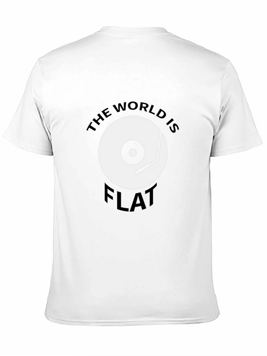 Flat Earth Vinyl Record Graphic Tee - Black Cotton T-Shirt