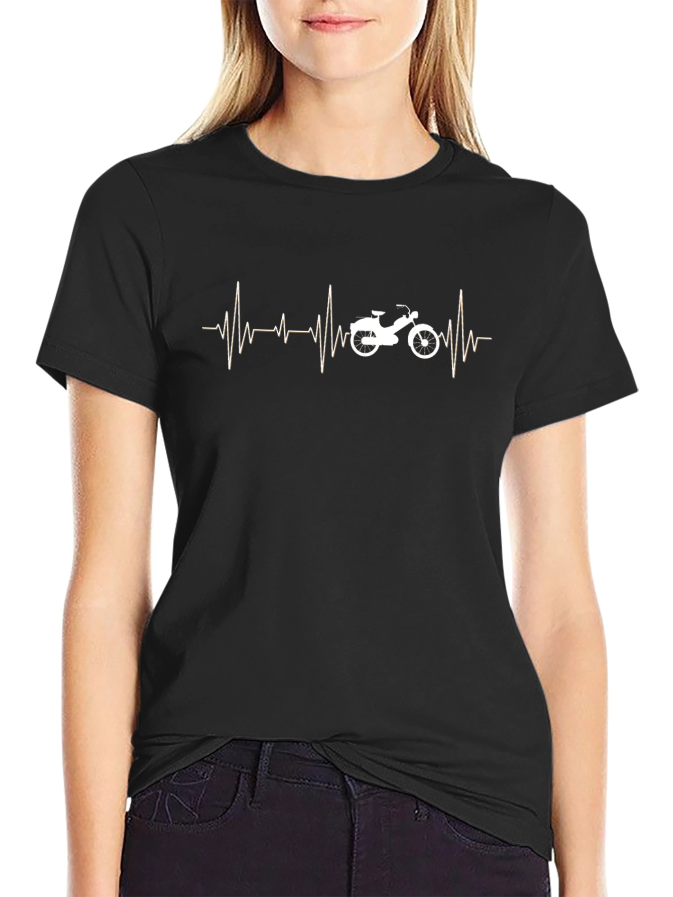 Motorcycle Heartbeat T-Shirt - Black