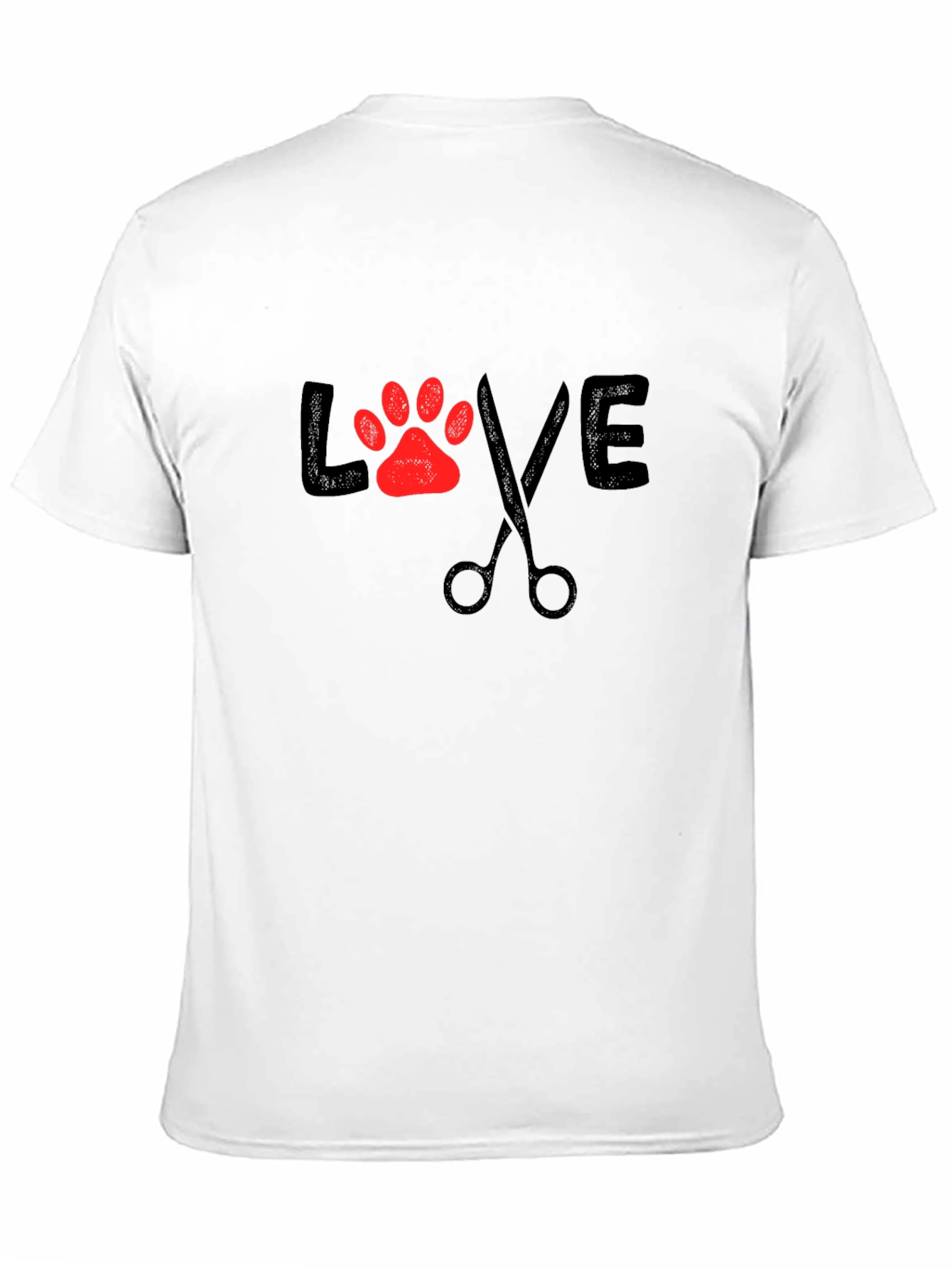 Love Grooming Black T-Shirt Paw Print Scissors