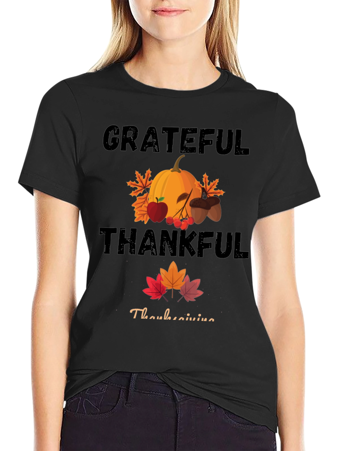 Grateful Thankful Thanksgiving Holiday T-Shirt