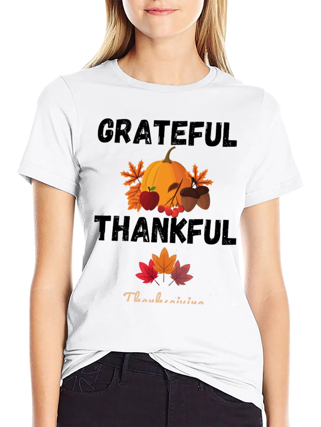 Grateful Thankful Thanksgiving Holiday T-Shirt