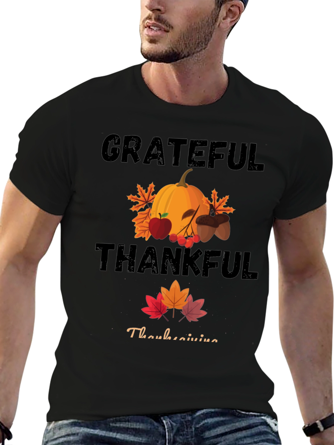 Grateful Thankful Thanksgiving Holiday T-Shirt