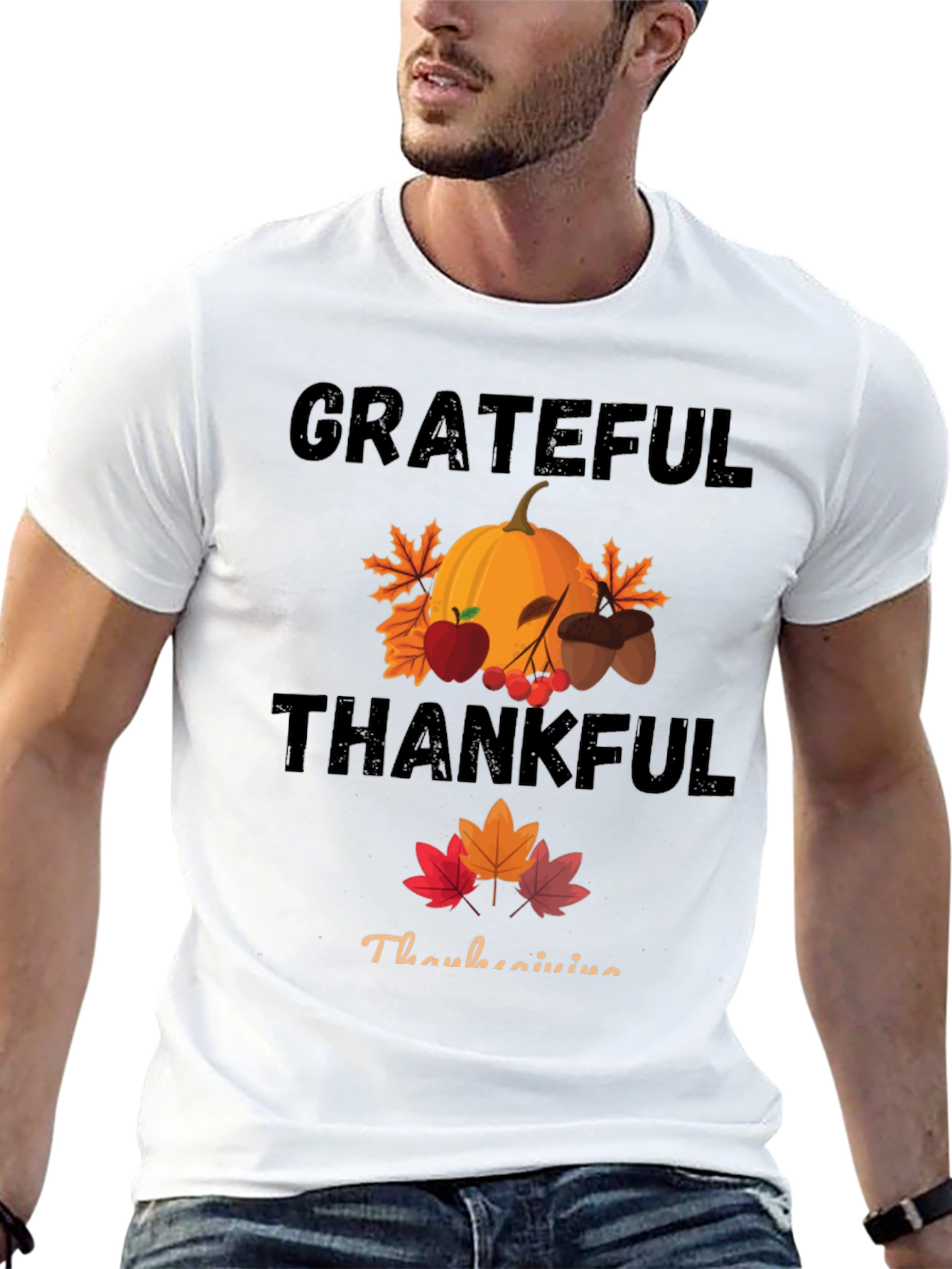 Grateful Thankful Thanksgiving Holiday T-Shirt