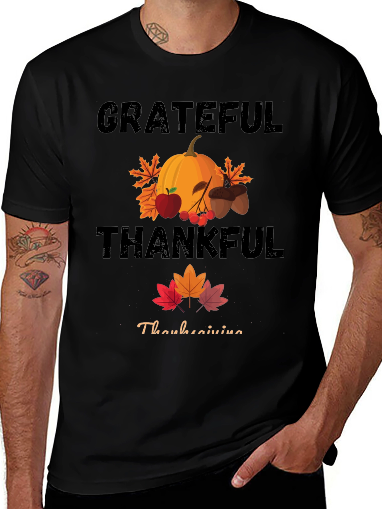 Grateful Thankful Thanksgiving Holiday T-Shirt