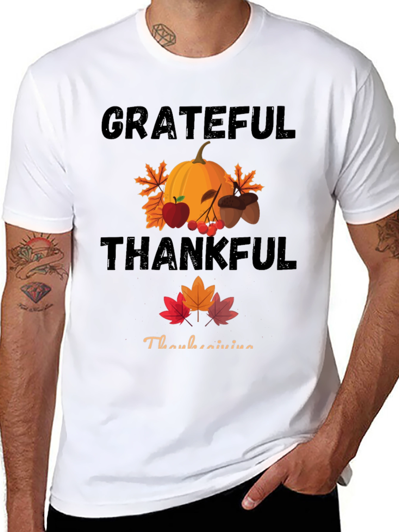 Grateful Thankful Thanksgiving Holiday T-Shirt