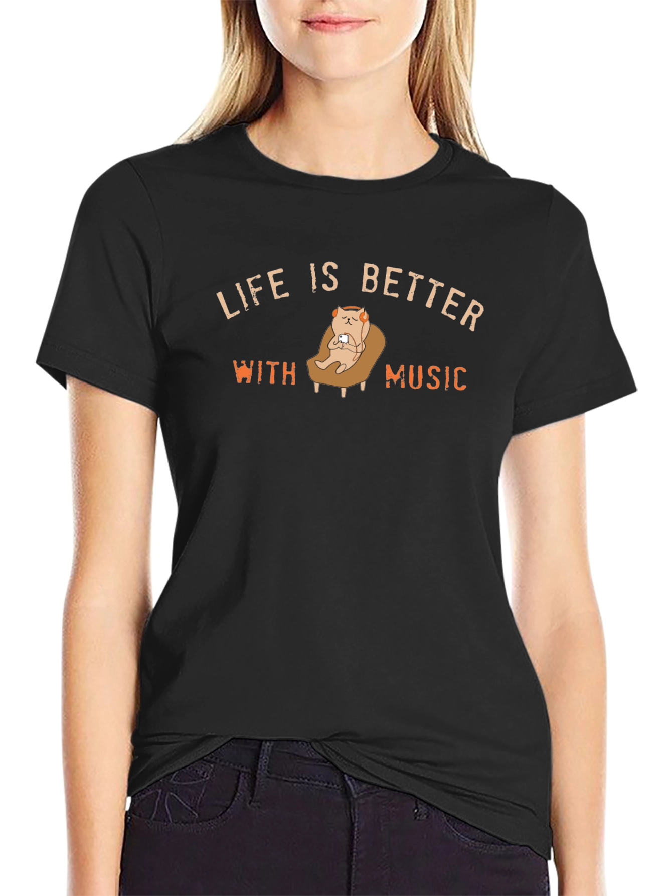 Life is Better with Music Black T-Shirt