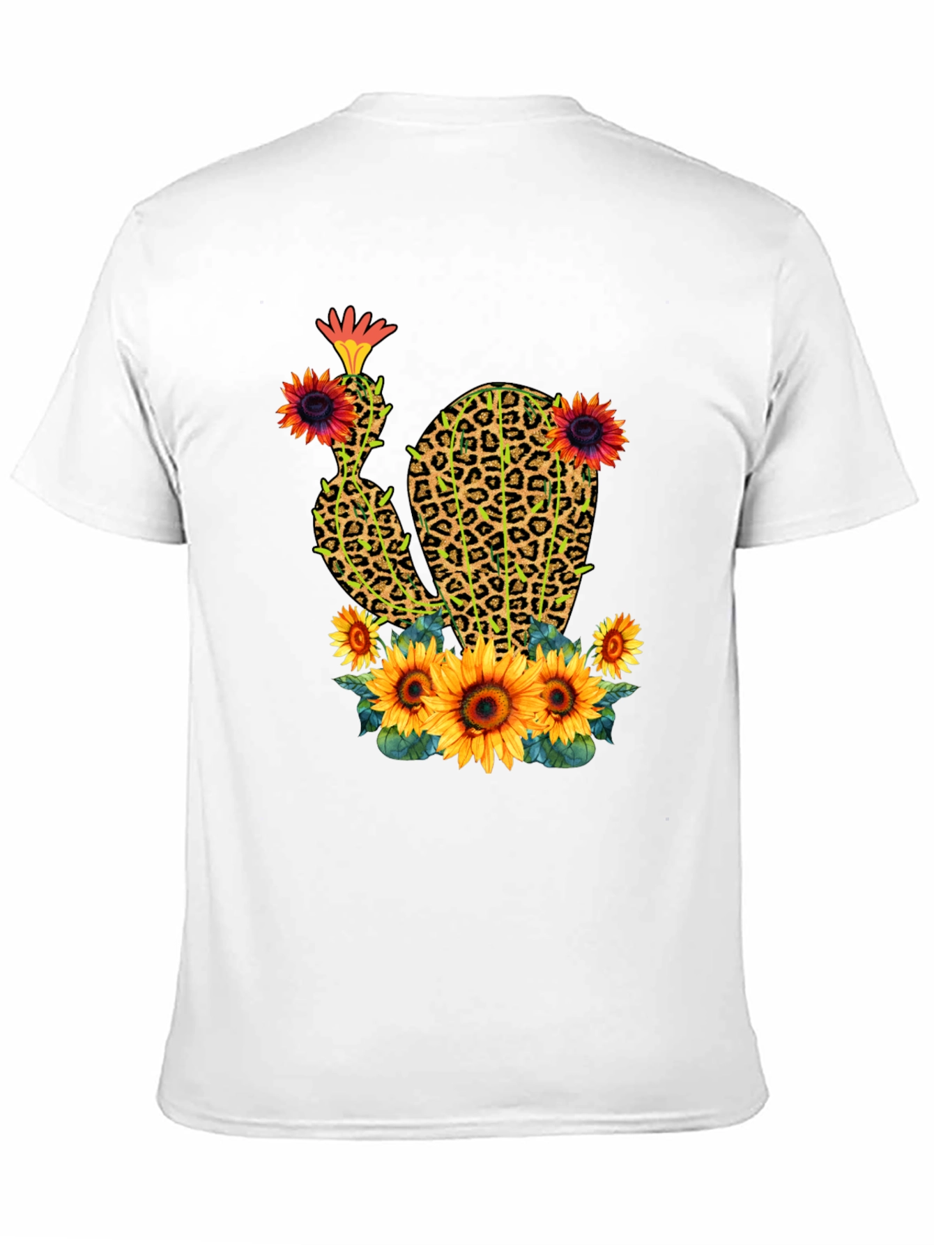 Leopard Print Cactus & Sunflower Graphic Tee