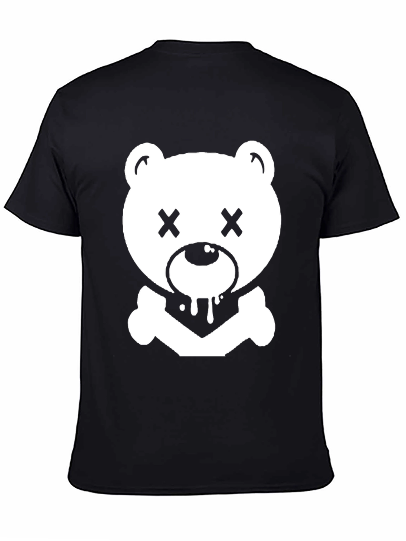 Edgy Bear Graphic Tee - Black Cotton T-Shirt