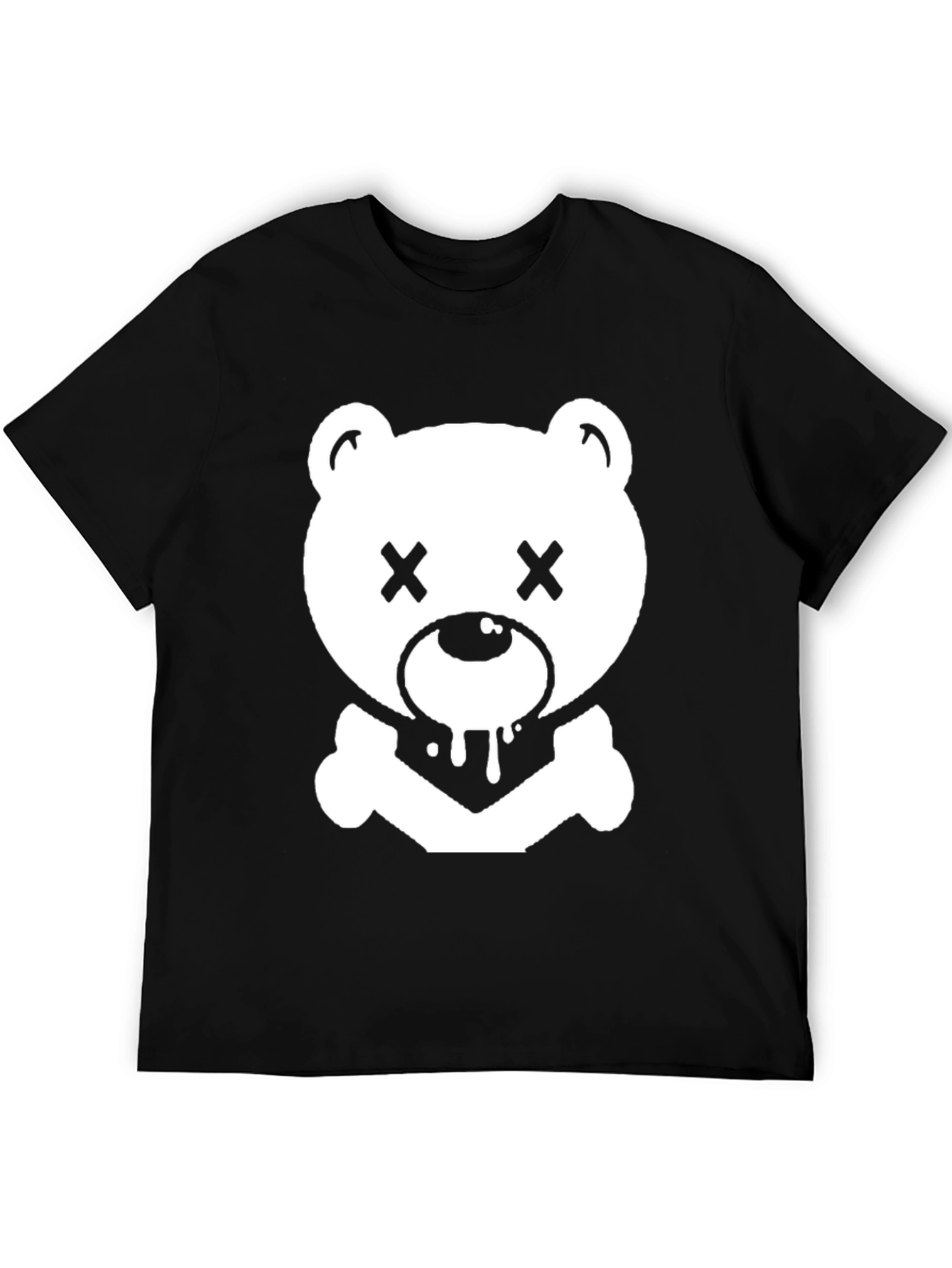 Edgy Bear Graphic Tee - Black Cotton T-Shirt