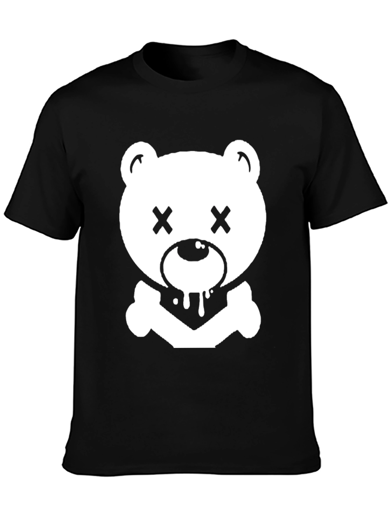 Edgy Bear Graphic Tee - Black Cotton T-Shirt
