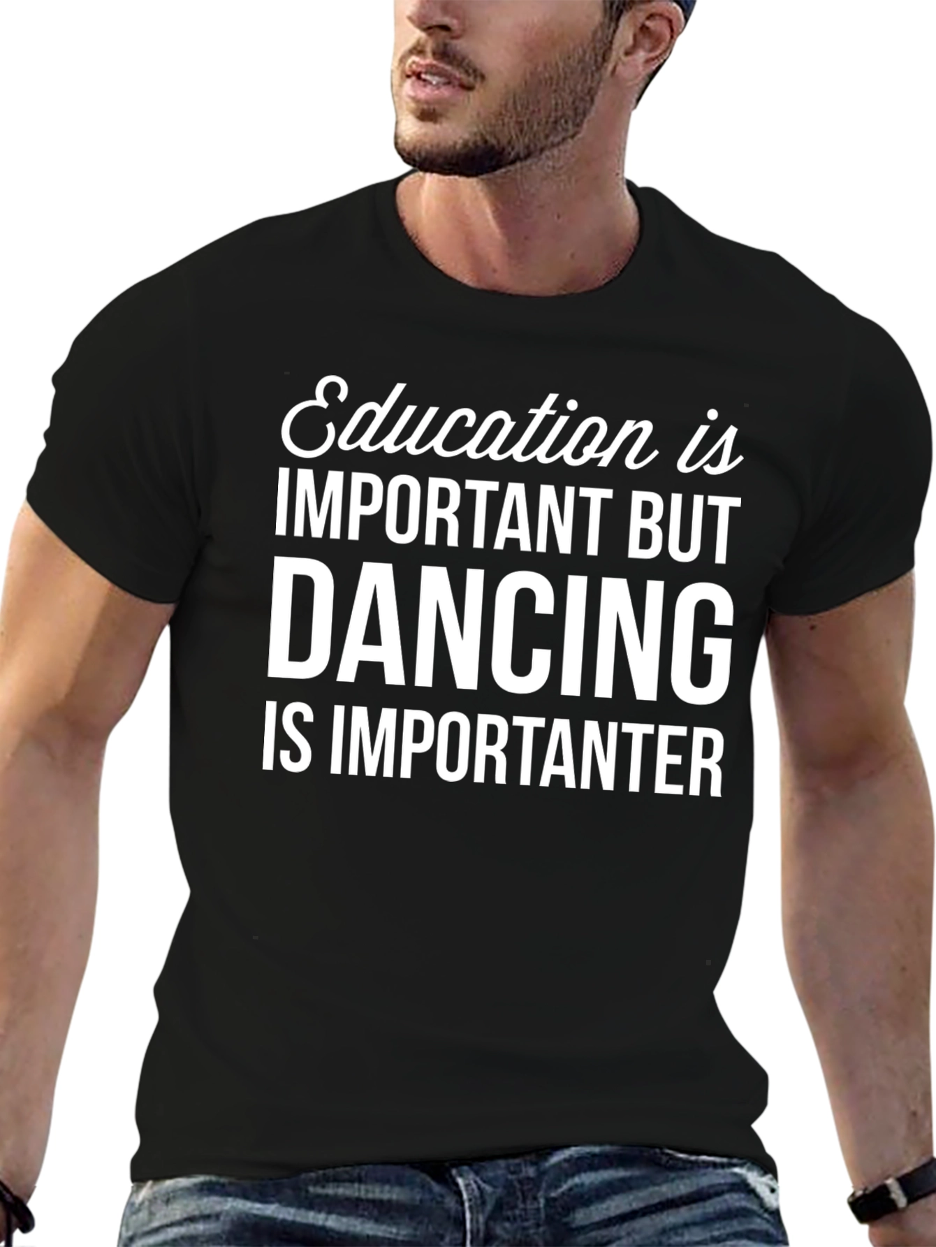 Education vs Dancing Graphic Tee - Black