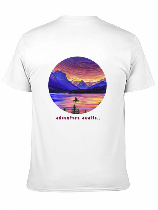 Adventure Awaits Graphic Tee - Lake & Mountain Design
