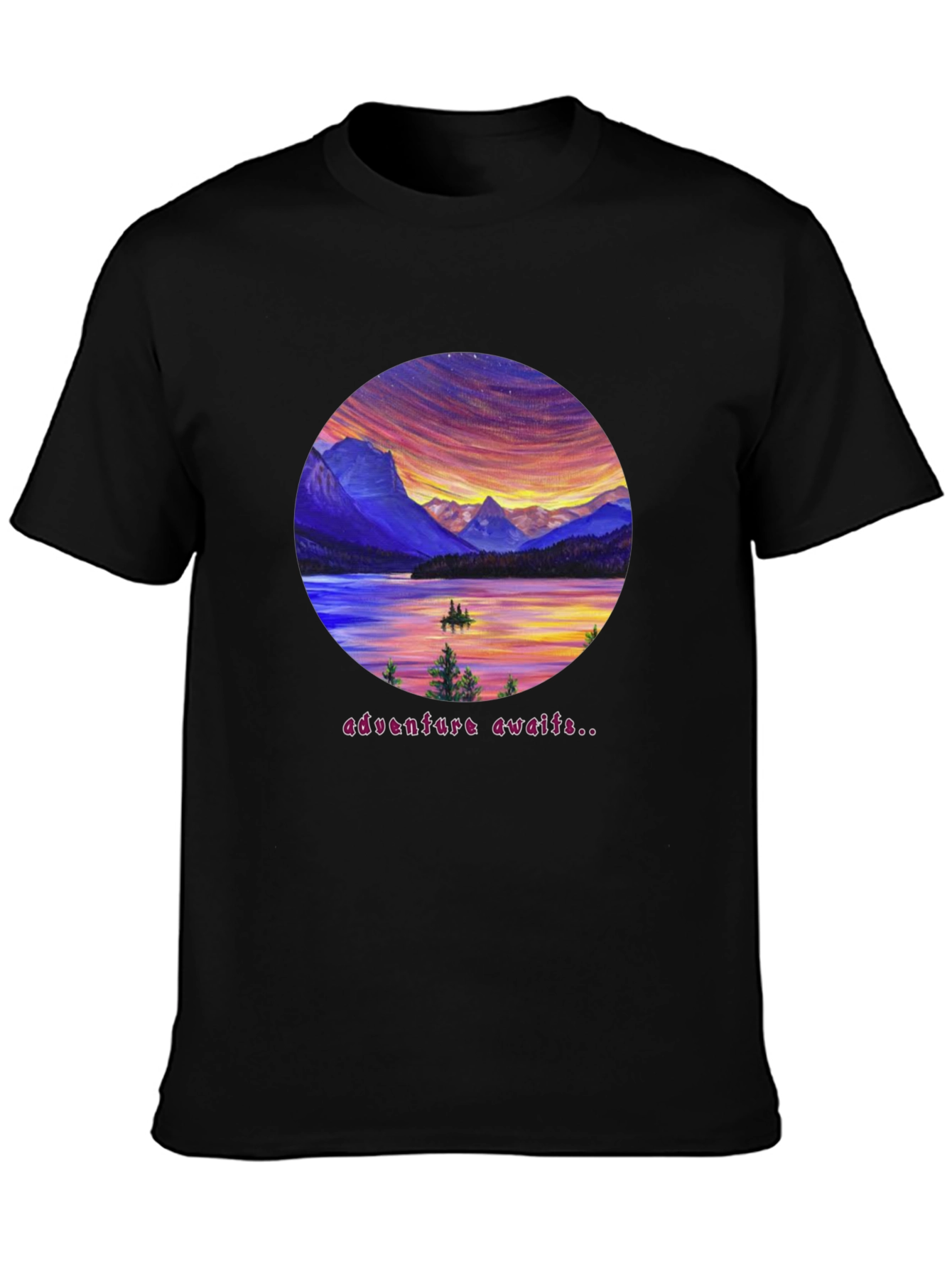 Adventure Awaits Graphic Tee - Lake & Mountain Design
