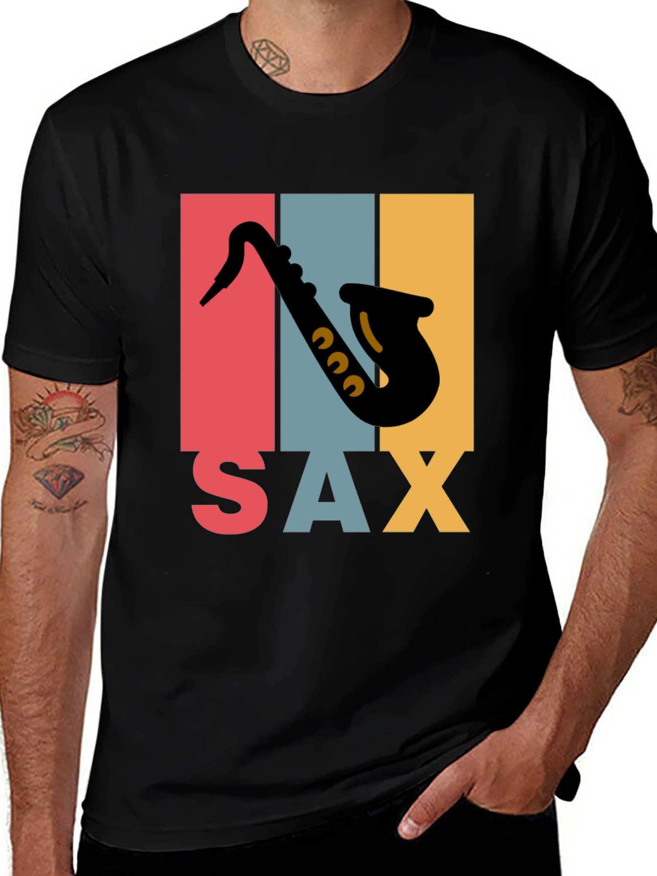 Retro Saxophone Graphic Tee - Musical Instrument T-Shirt