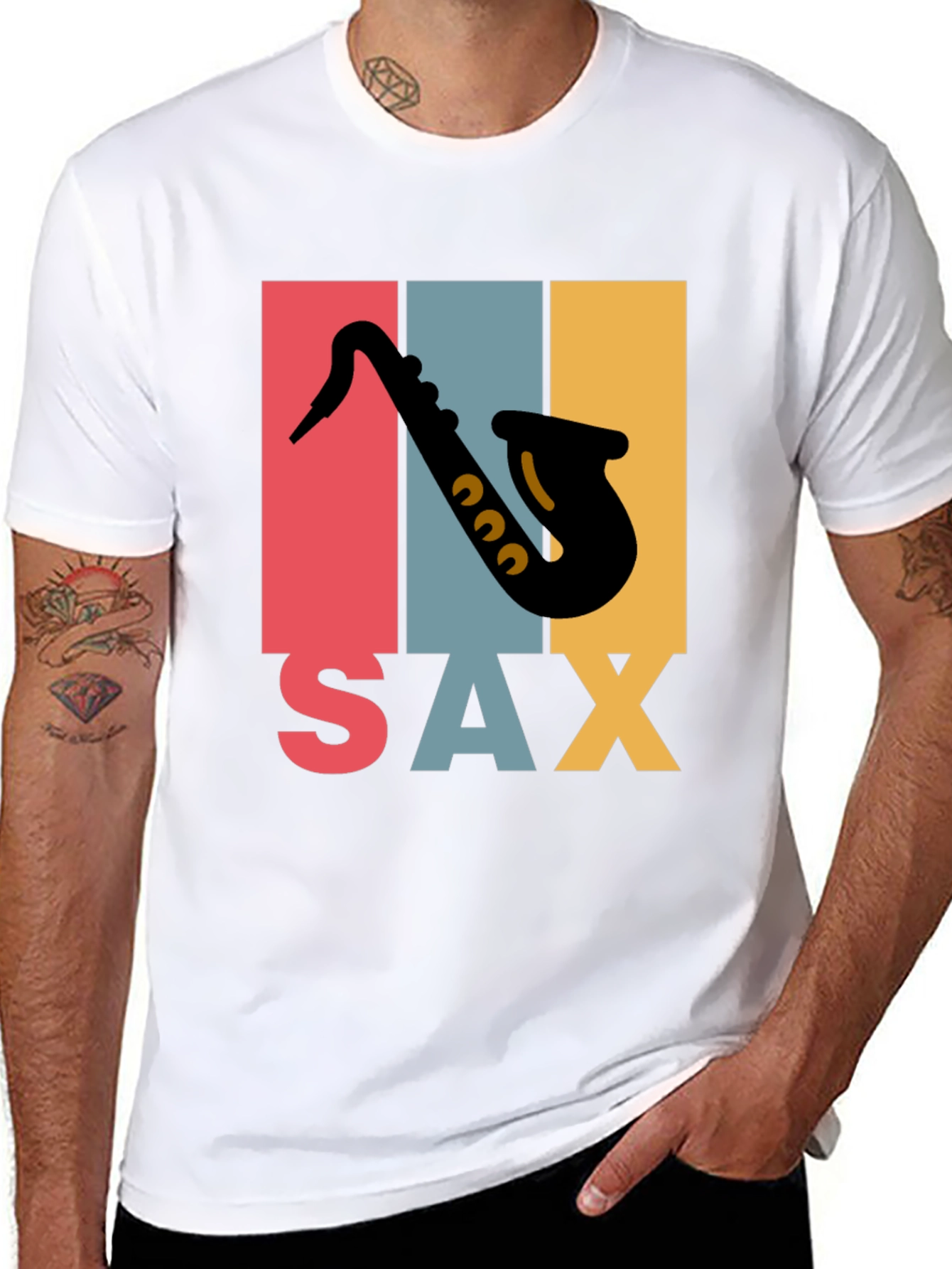 Retro Saxophone Graphic Tee - Musical Instrument T-Shirt