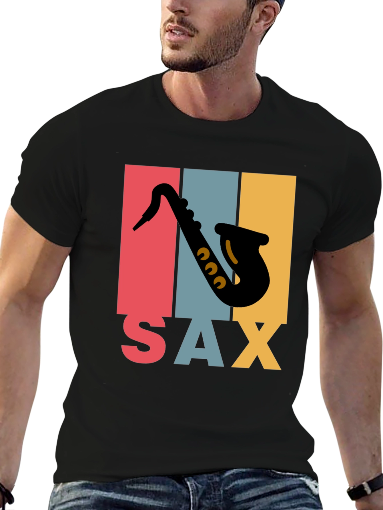 Retro Saxophone Graphic Tee - Musical Instrument T-Shirt
