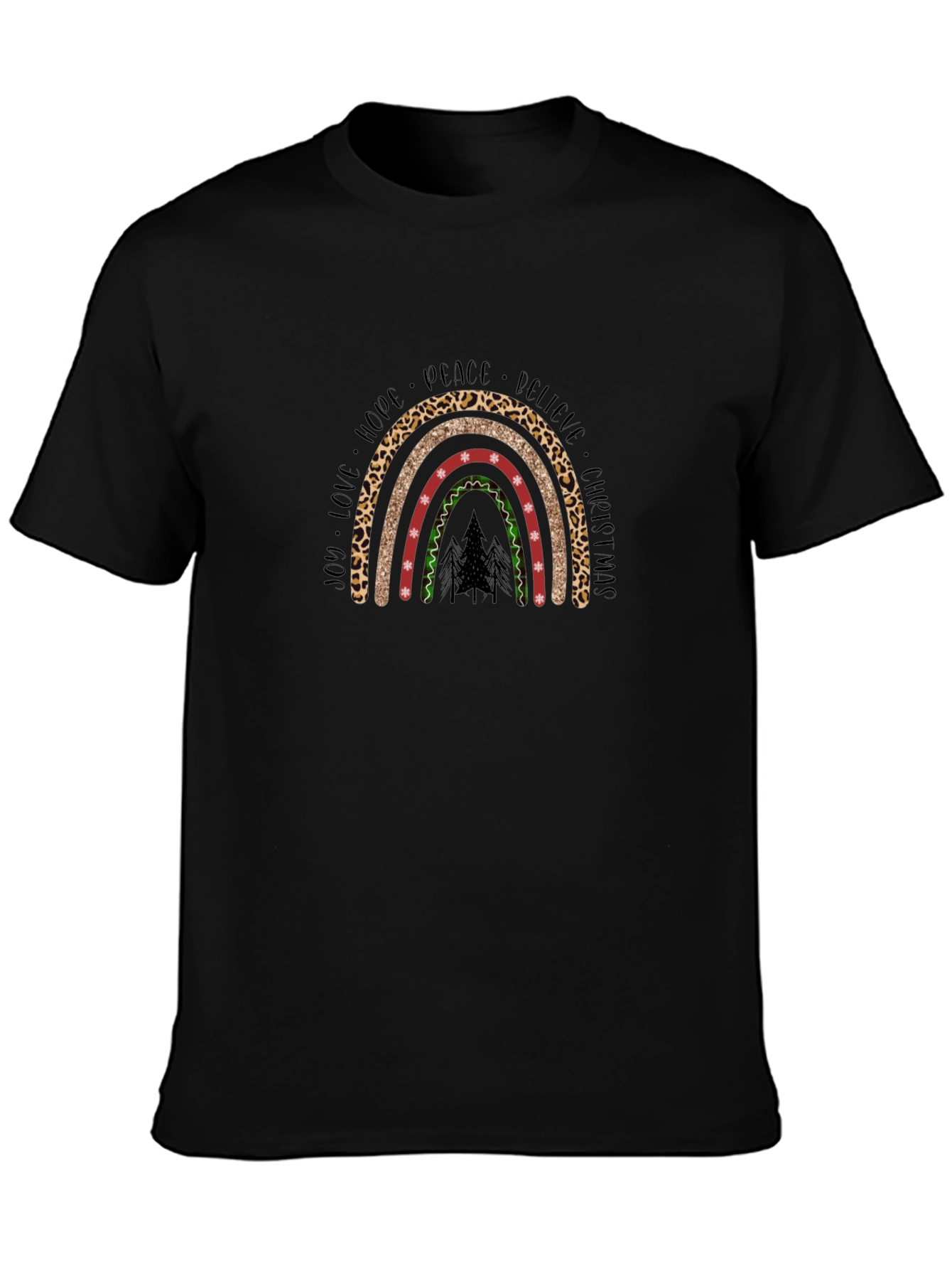 Christmas Rainbow Graphic Tee - Holiday Cheer