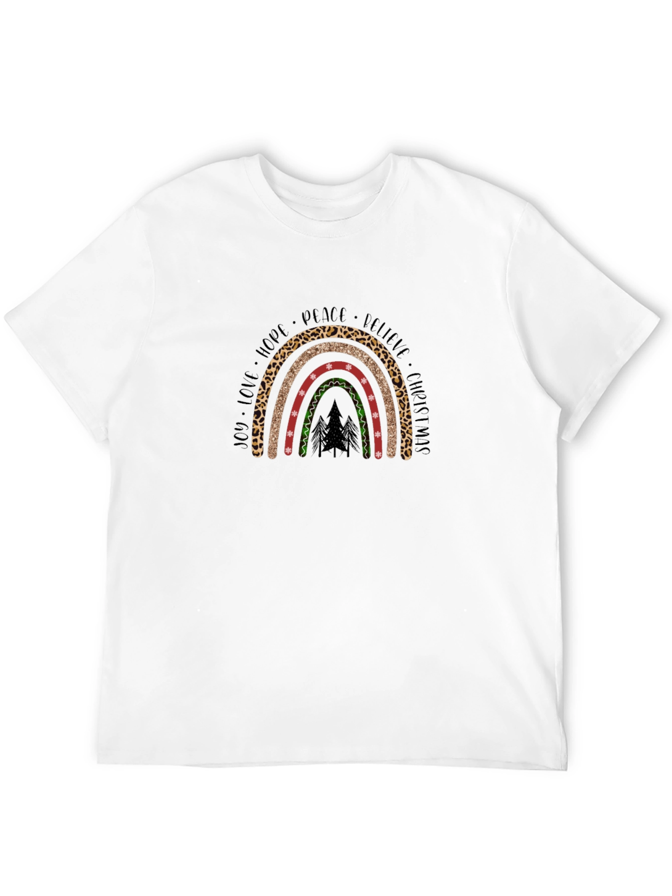 Christmas Rainbow Graphic Tee - Holiday Cheer