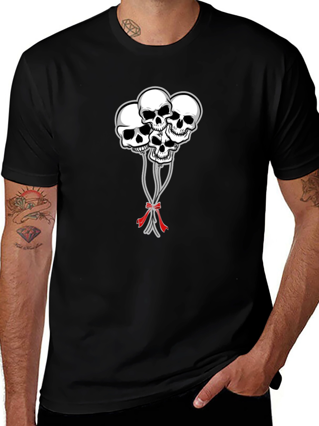 Skull Balloon Graphic Tee - Mens Black T-Shirt