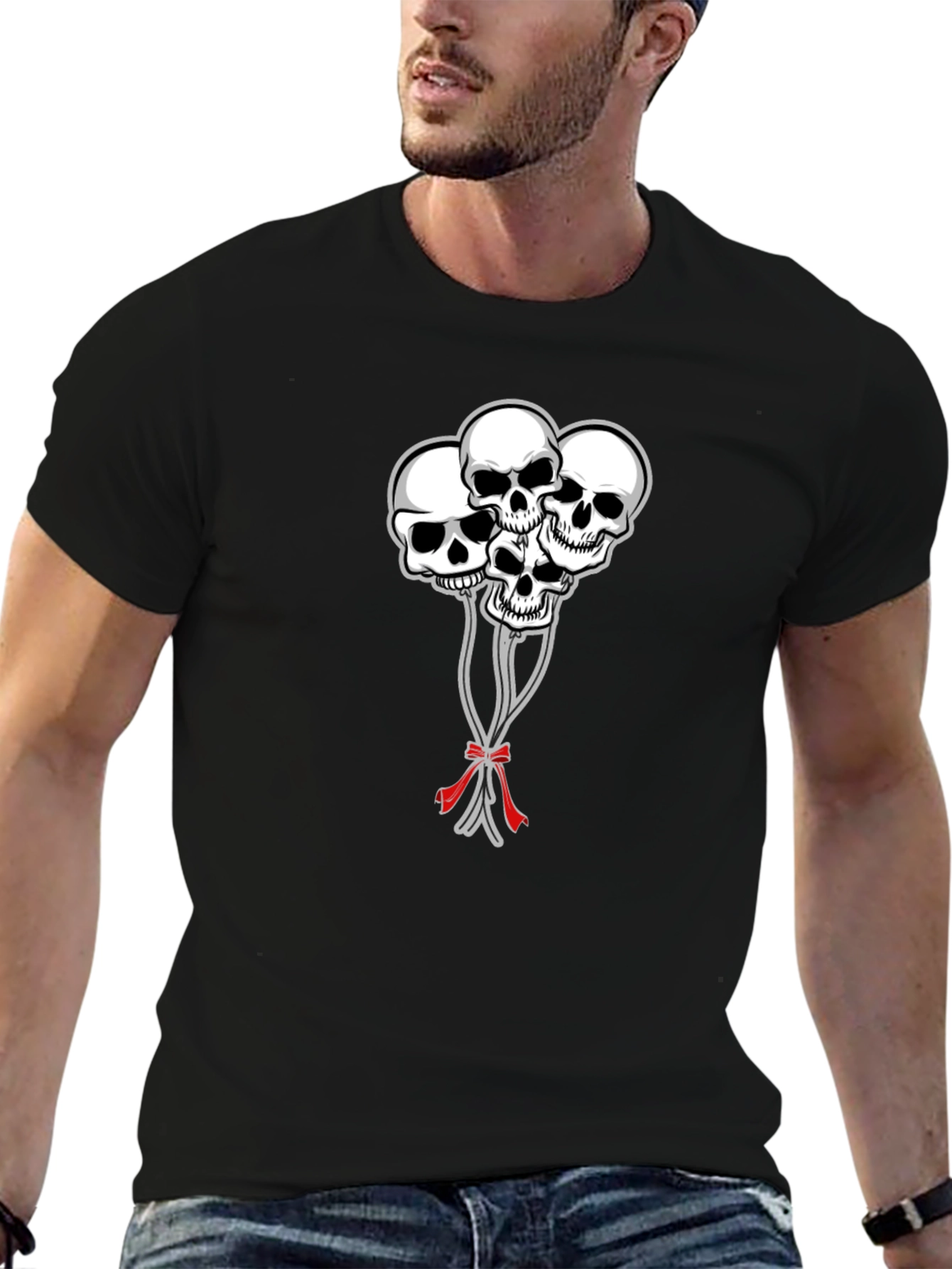 Skull Balloon Graphic Tee - Mens Black T-Shirt
