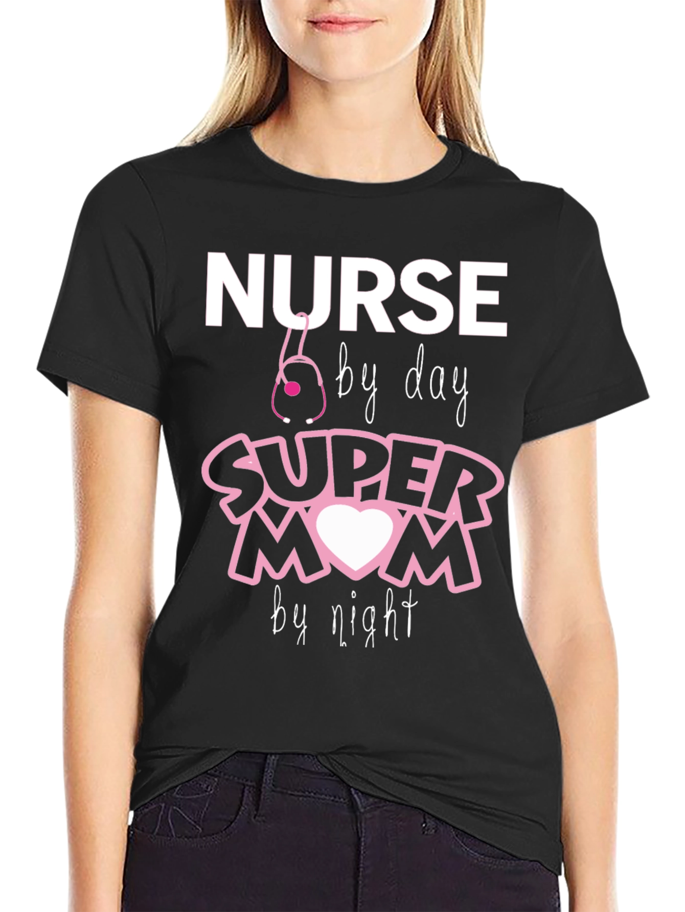 Nurse Super Mom T-Shirt - Black