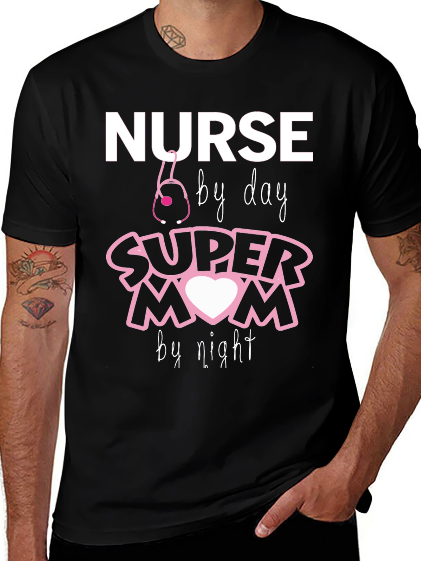 Nurse Super Mom T-Shirt - Black