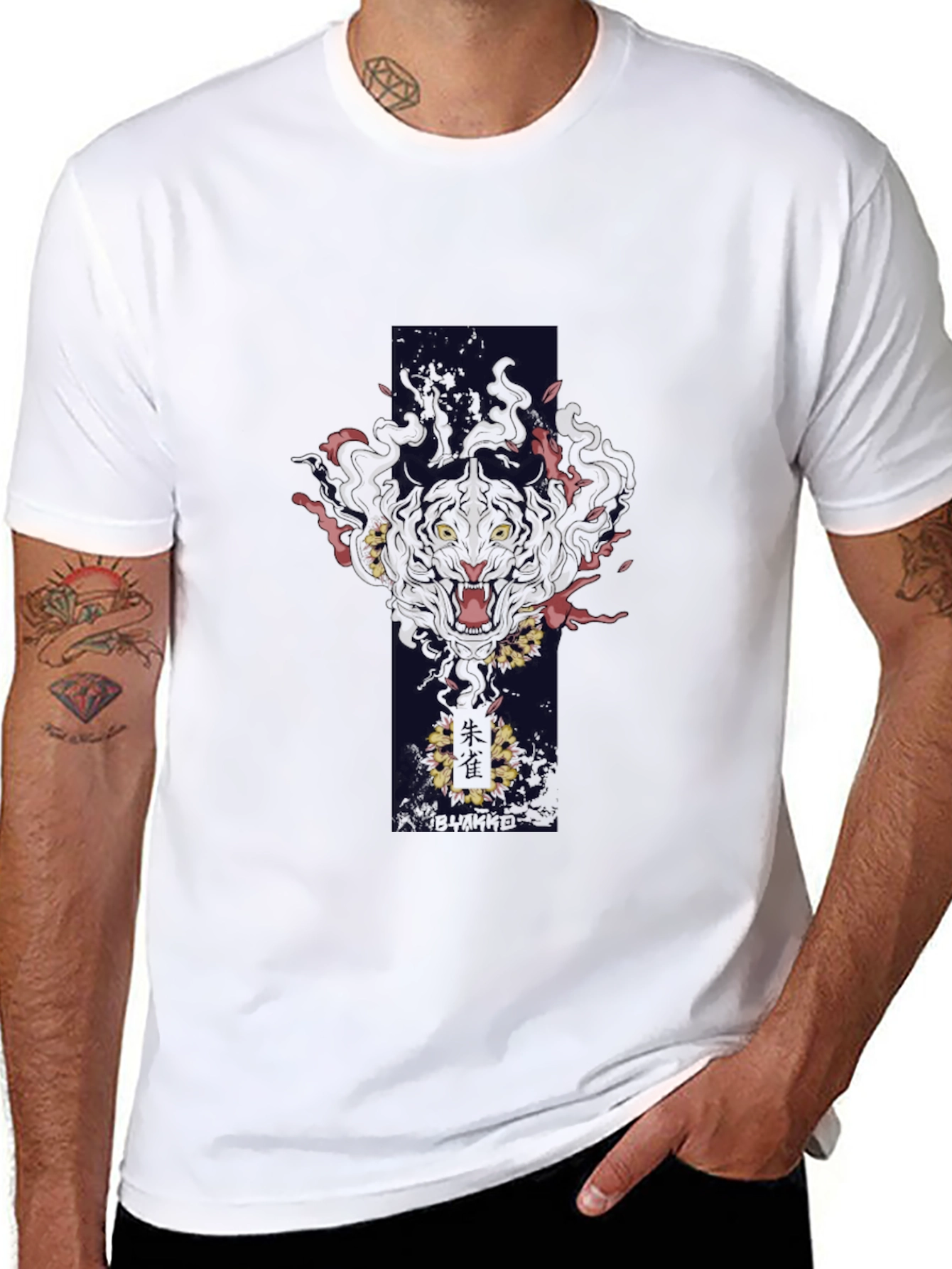 Black T-Shirt with Tiger Design