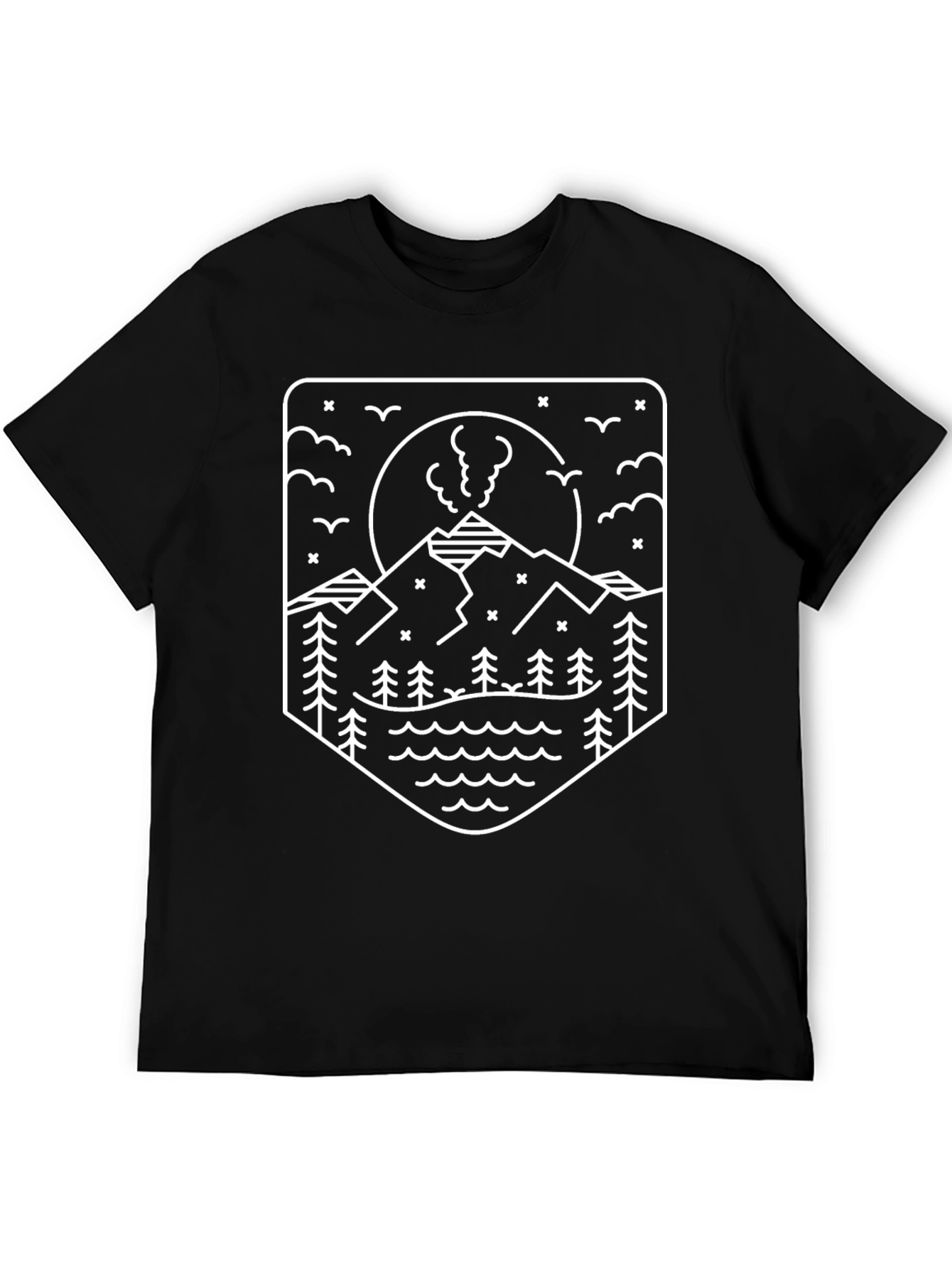 Mountain Graphic Tee - Black Crew Neck Shirt