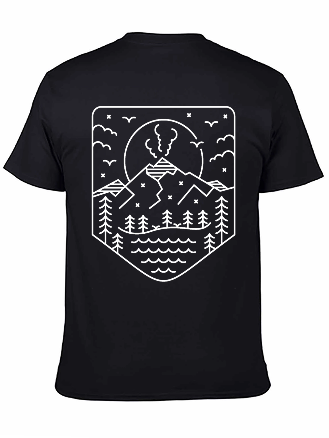 Mountain Graphic Tee - Black Crew Neck Shirt