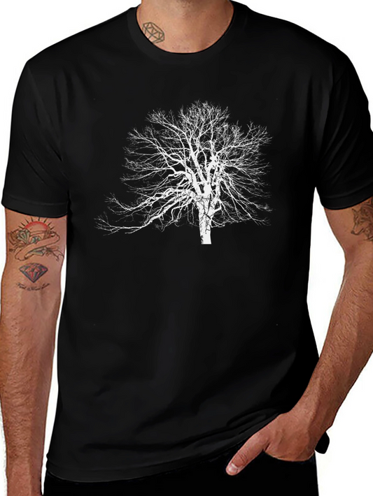 Bare Tree Graphic Tee - Black Cotton T-Shirt