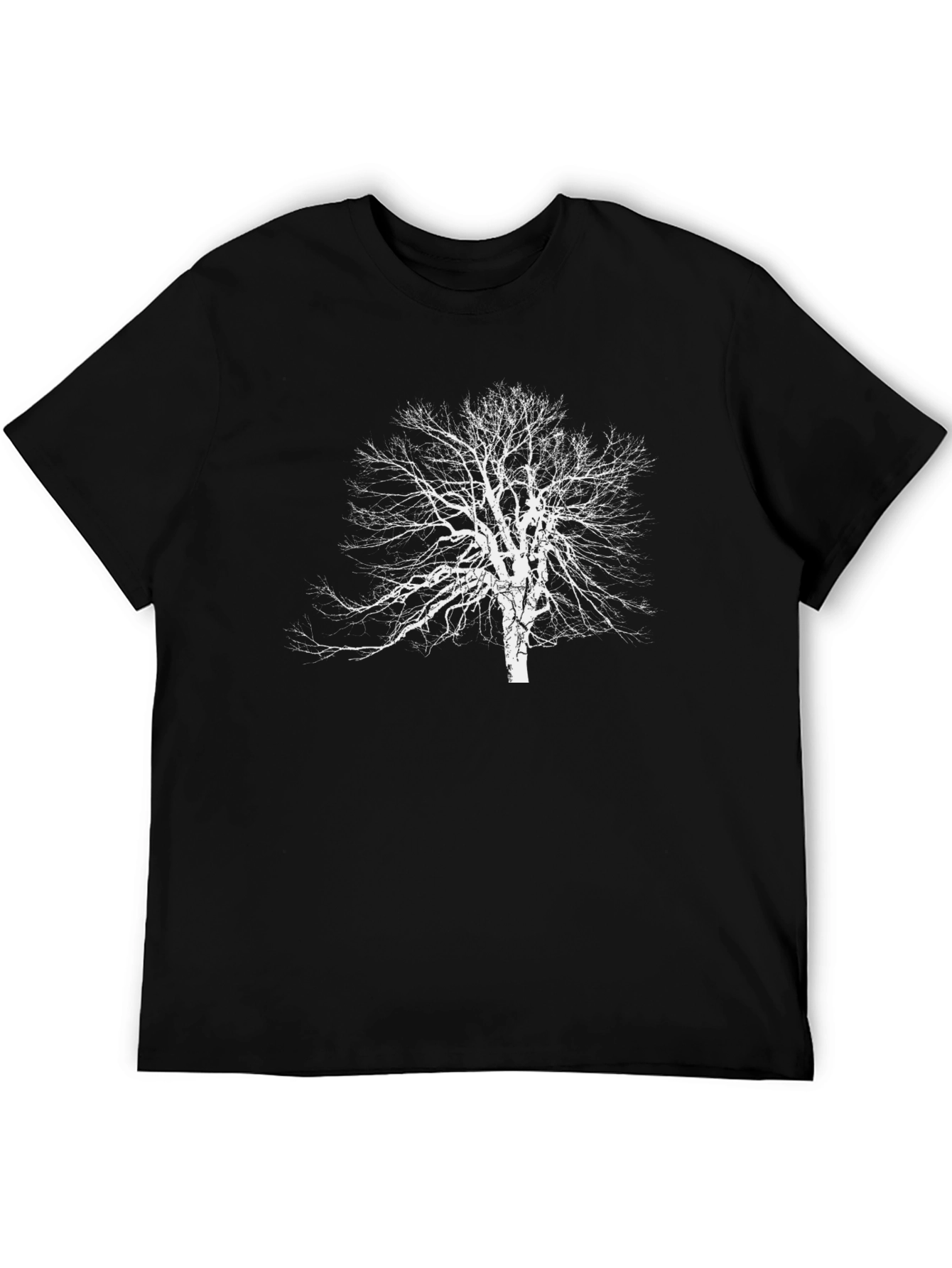 Bare Tree Graphic Tee - Black Cotton T-Shirt