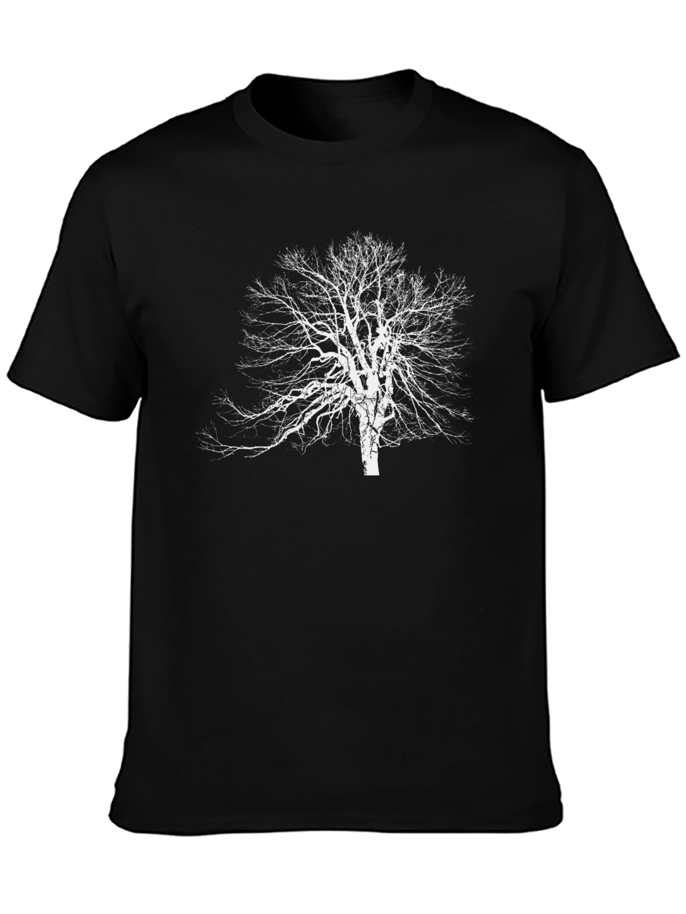 Bare Tree Graphic Tee - Black Cotton T-Shirt