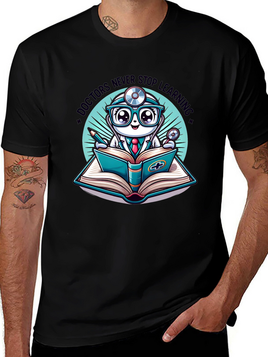 Doctor Cartoon T-Shirt - Never Stop Learning Graphic Tee