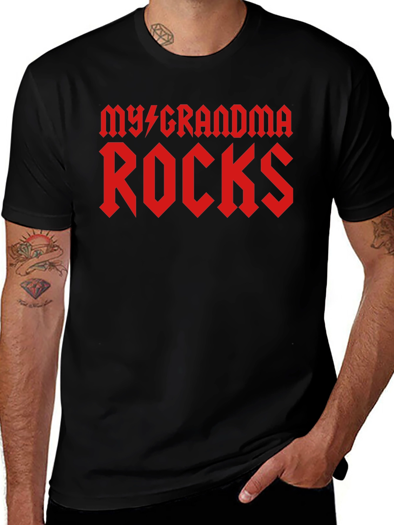 My Grandma Rocks Black T-Shirt