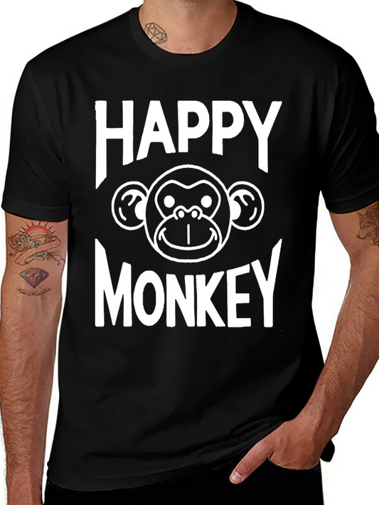 Happy Monkey Graphic T-Shirt - Black