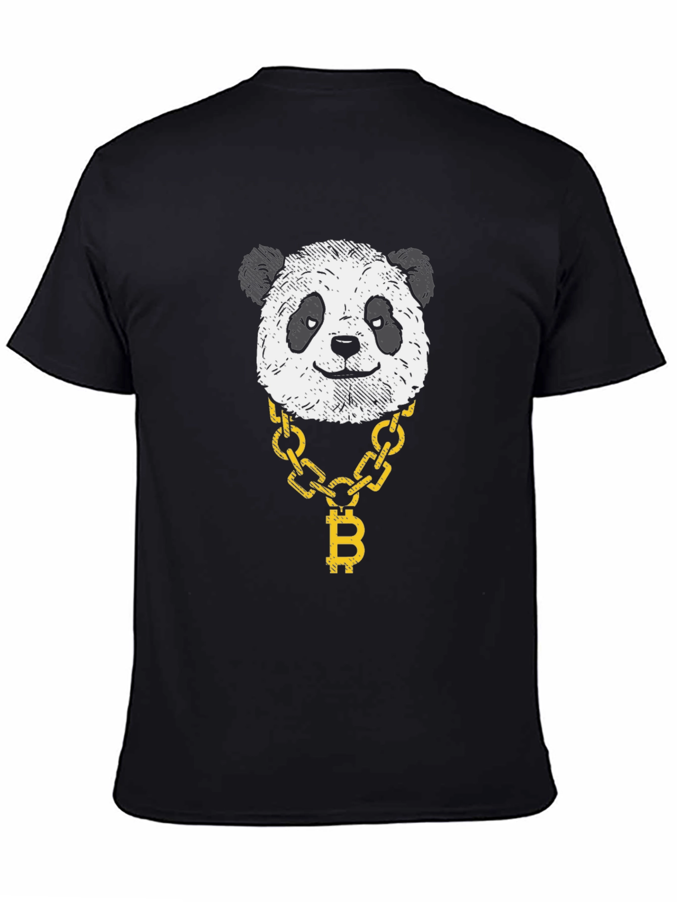 Panda Bitcoin Chain Graphic Black T-Shirt