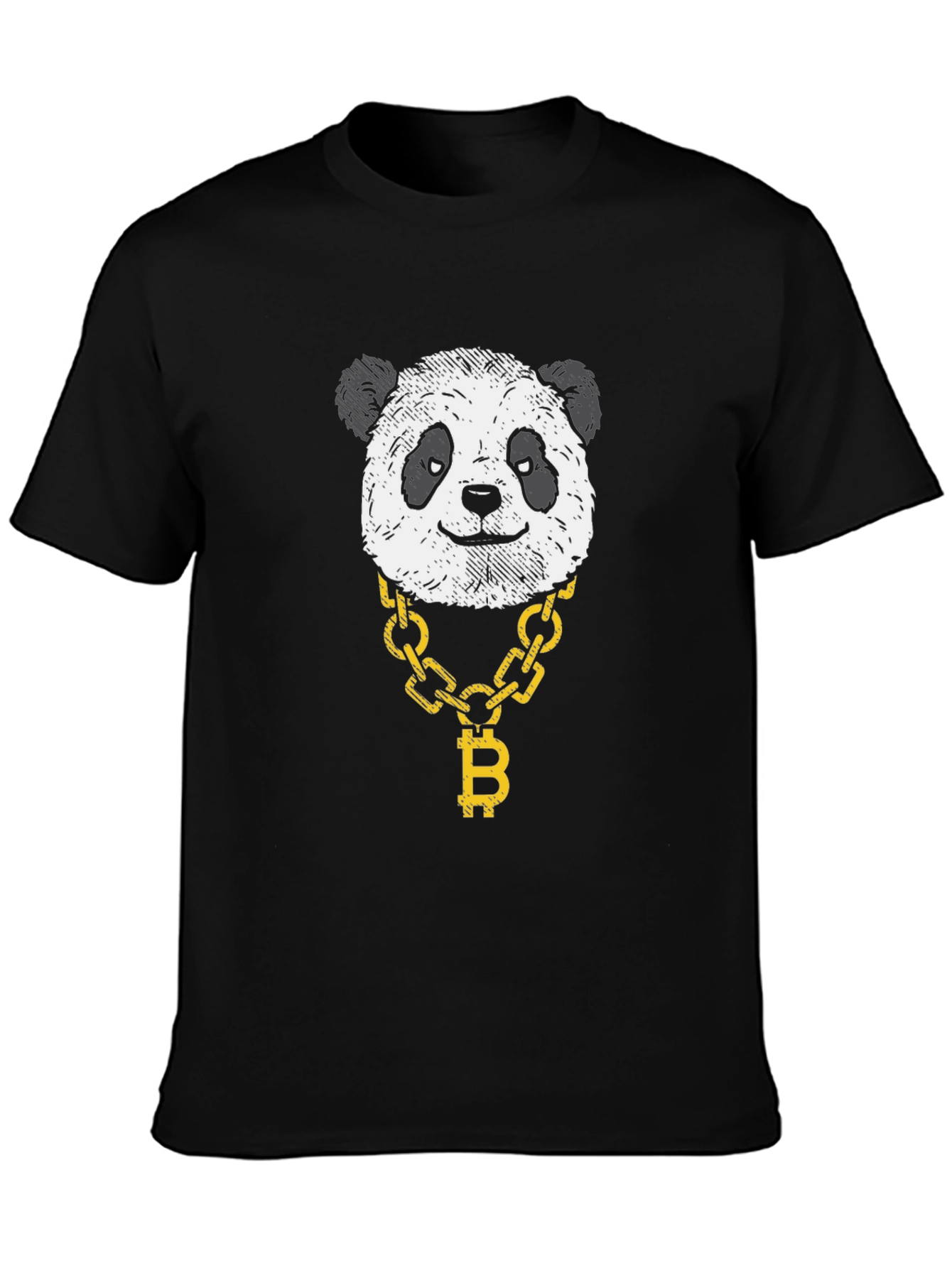 Panda Bitcoin Chain Graphic Black T-Shirt