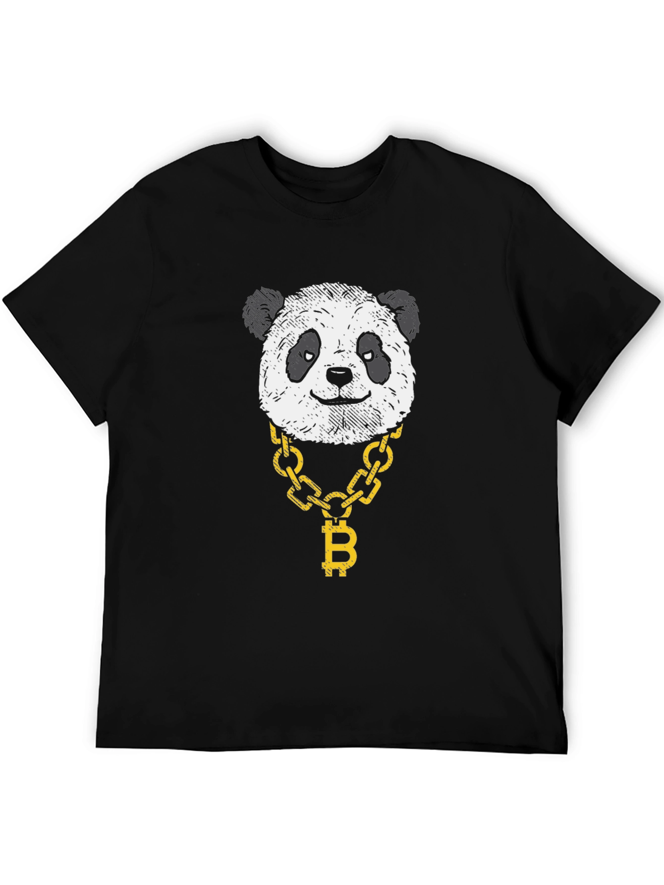 Panda Bitcoin Chain Graphic Black T-Shirt