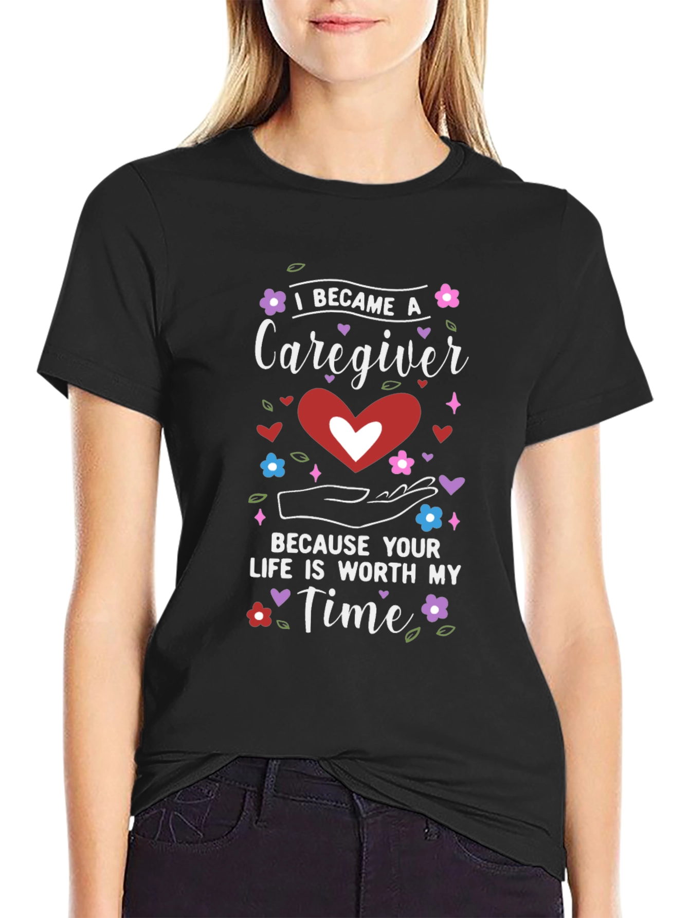 Caregiver Heart Graphic Tee - Worth My Time