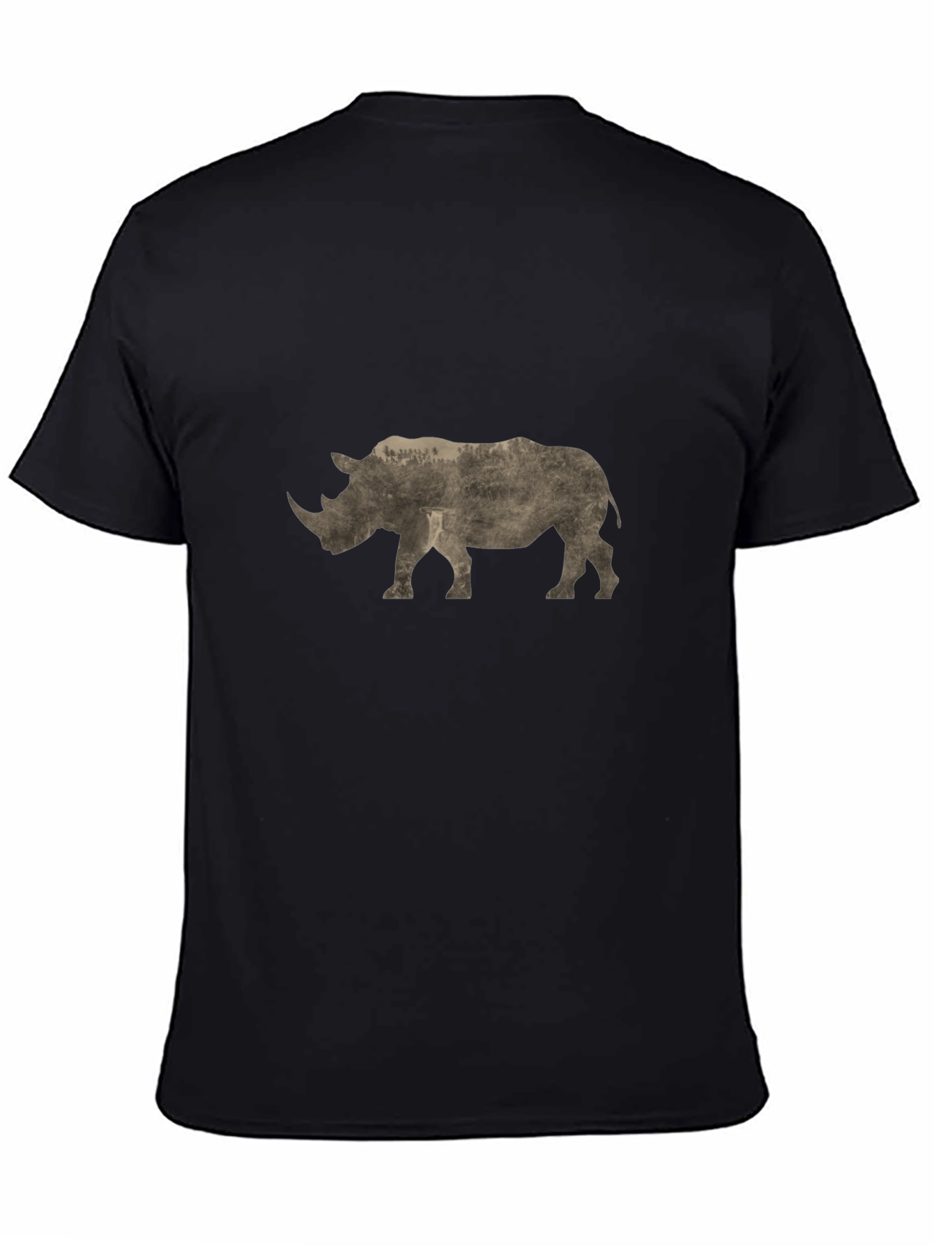 Rhinoceros Graphic Print Black T-Shirt