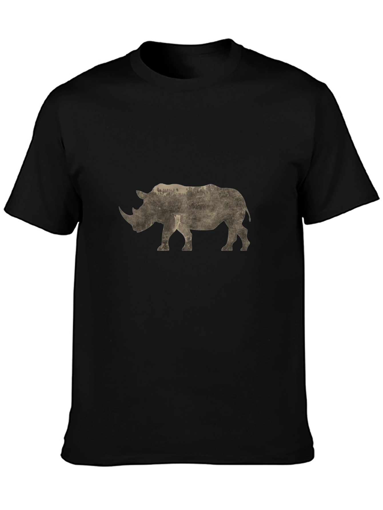 Rhinoceros Graphic Print Black T-Shirt